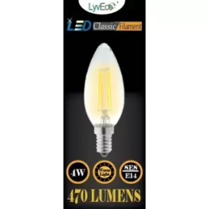 image of Lyveco SES Candle Clear LED 4 Filament 470 Lumens Dimmable 2700K 4 Watt