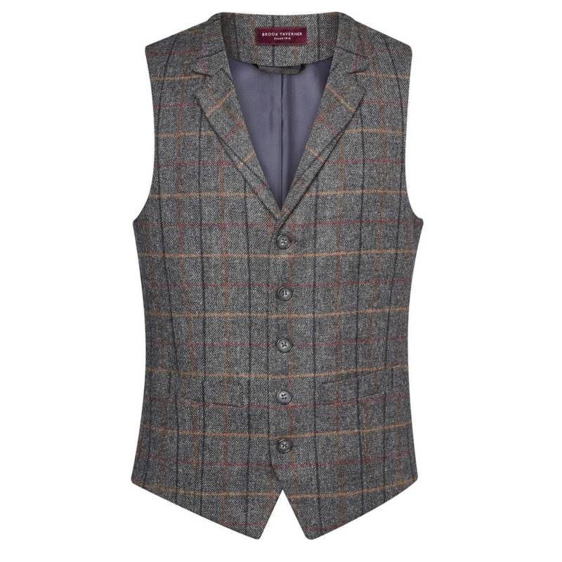 Image of Brook Taverner Brook Taverner Men Memphis Waistcoat in Mid Grey Size: Small Mid Grey S Male 5059000838972