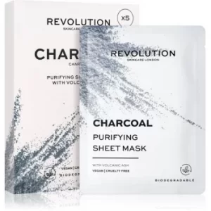 image of Revolution Skincare Purifying Charcoal sheet mask set For Oily And Problematic Skin 5 pc