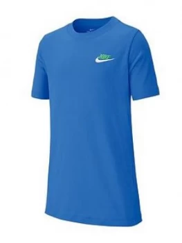 Image of Boys, Nike Childrens Sportswear Futura T-Shirt - Blue, Size L, 12-13 Years