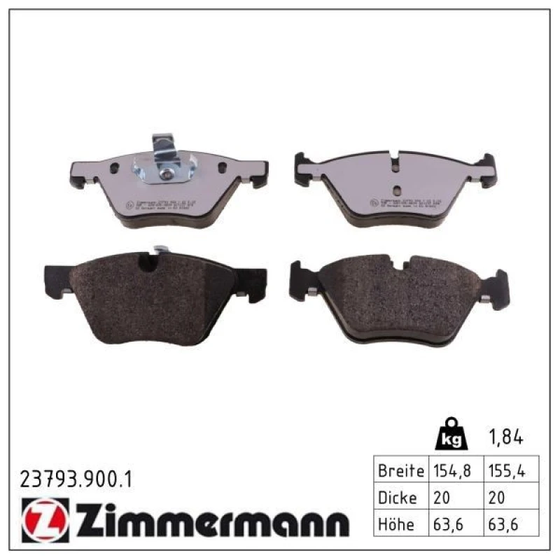 Image of ZIMMERMANN Brake pad set ZIMMERMANN 23793.900.1