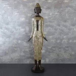 Image of Large Standing Buddha Ornament Black and Silver 97cm
