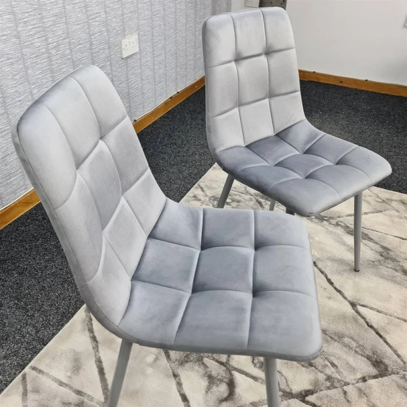 Image of KOSY KOALA Dining Chairs Set of 2 Grey Velvet Kitchen Chairs 2 grey rocco