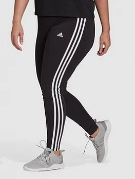 image of Adidas Essentials 3 Stripes Legging - Plus Size, Black/White, Size 2X, Women