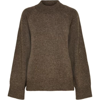 image of Selected Femme High Neck Jumper - Brown