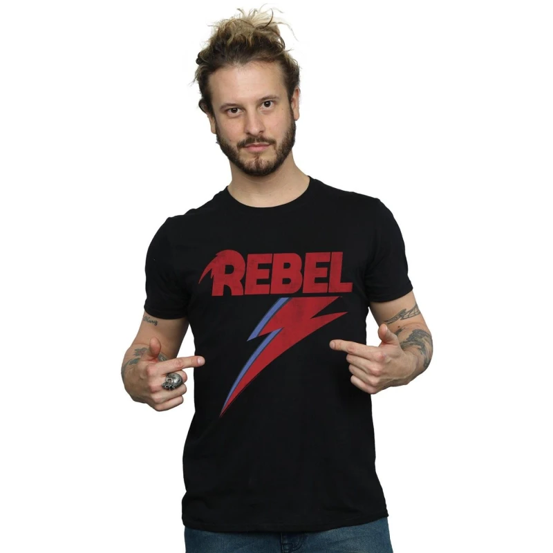 Image of David Bowie David Bowie Men Distressed Rebel T-Shirt in Black Size: Small Black S Male 5059568246097