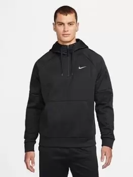 Image of Nike Train Therma 1/4 Zip Overhead Hoodie - Black/White, Size XL, Men