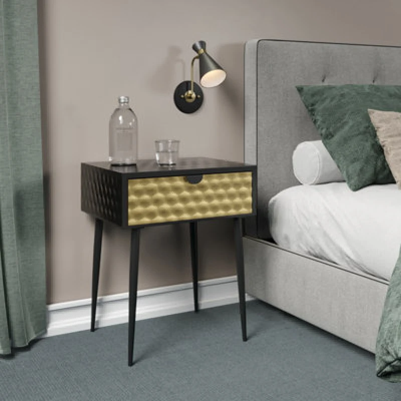Image of Core Jupiter 1 Drawer Gold Metal Bedside Table