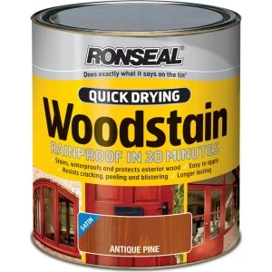 image of Ronseal Quick Dry Satin Woodstain Smoked Walnut 750ml