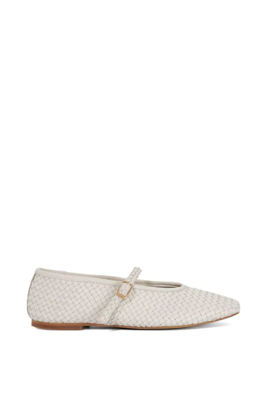 Image of Dune London Womens 'Headliner' Leather Ballet Pumps in Ecru Size: 3 Ecru Female 3