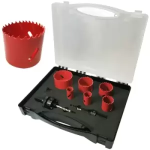 image of Spectre - 9 Piece Plumbers Holesaw Set 19 22 29 38 44 & 57mm - Inc 2 Arbor + Case