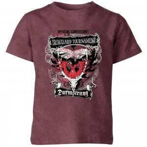 Image of Harry Potter Triwizard Tournament Kids T-Shirt - Burgundy Acid Wash - 11-12 Years - Burgundy Acid Wash