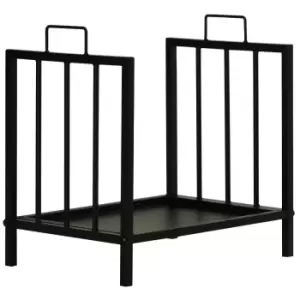 Image of Outsunny Firewood Log Holder Wood Storage Rack With Handles Outdoor Indoor Black