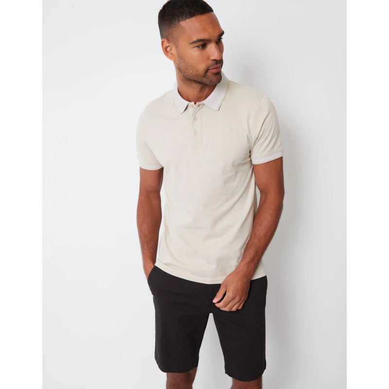 Image of Threadbare Mens TB Shandy Short-Sleeve Polo Shirt Stone male Small