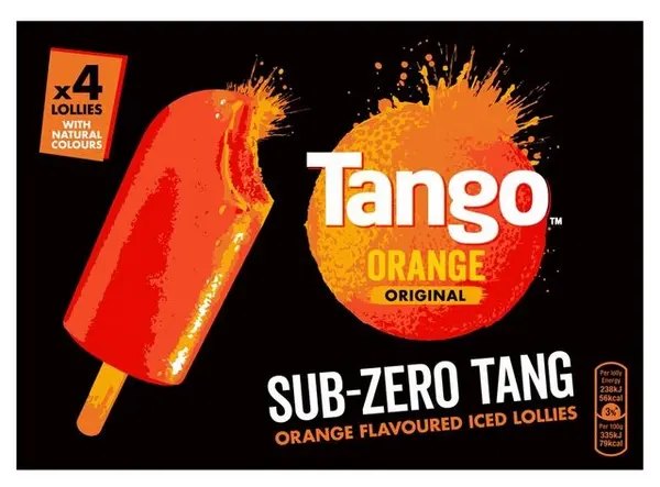 image of Tango Orange Sub Zero Tang Lollies 70ml 4x Pieces