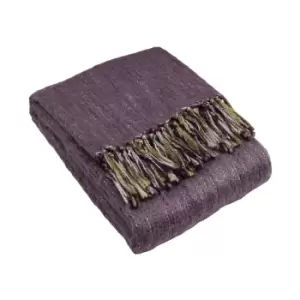 image of Riva Home Chiltern Fringed Throw Acrylic Plum