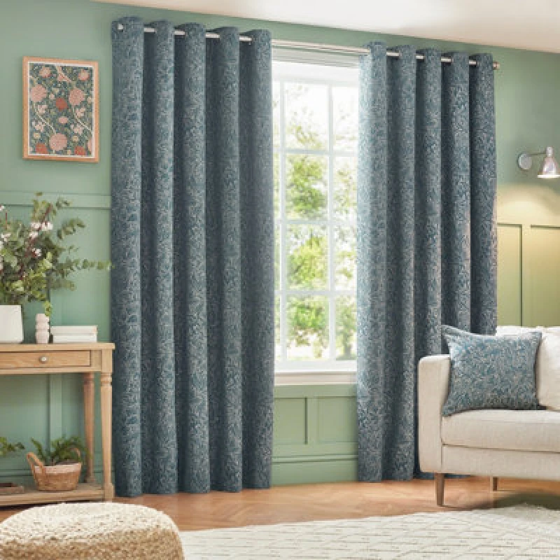 Image of Grantley Jacquard Eyelet Curtains Wedgewood, Wedgewood / 117 x 137cm