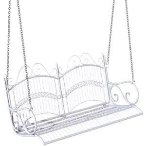 Image of Garden Outdoor Solid Metal 2-Seater Swing Chair Hanging Hammock Garden Furniture Balcony White - 118Lx 58W x 57H cm - Outsunny