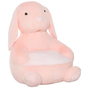 image of HOMCOM Kids Sofa Chair Children Plush Armchair Stuffed Cute Rabbit Toy Support Seat Learning Sitting Baby Nest Sleeping Cushion 60 x 50 x 59cm Pink