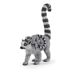 image of PAPO Wild Animal Kingdom Lemur and Baby Toy Figure, Three Years or Above, Multi-colour (50173)