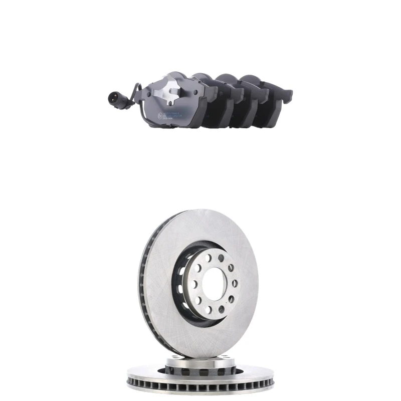Image of RIDEX 3405B3018 Brake disc and pads set Front Axle, Brake Disc Type: Vented, incl. wear warning contact Brake Set,disc brakes (3405)