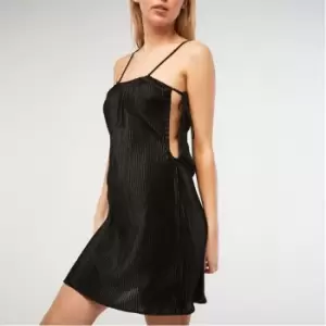 image of Missguided Cami Plisse Tie Side Cut Out Mini Dress - Black