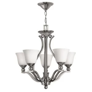 Image of 5 Light Multi Arm Chandelier Brushed Nickel Finish, E27