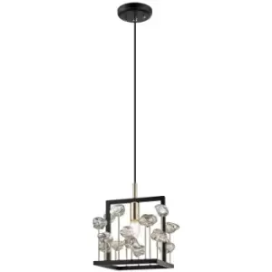 Zumaline Lighting - Zumaline Caroline Pendant Ceiling Light, Matt Black, French Gold, Glass, 1x E14