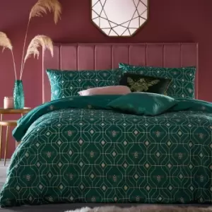 Image of Furn. Bee Deco Emerald Duvet Cover and Pillowcase Set Green