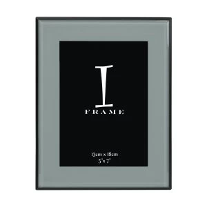 Image of Frame Black Aluminium & Glass Frame with Grey Mount (5 x 7)