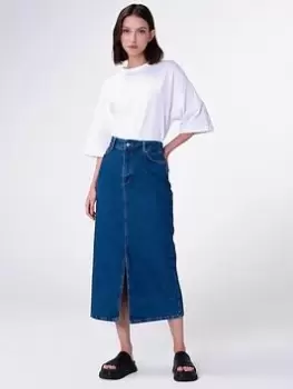 image of Aligne Greta Denim Midi Skirt - Mid Wash