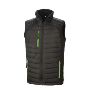 Image of Result Mens Black Compass Padded Soft Shell Gilet (3XL) (Black/Lime)