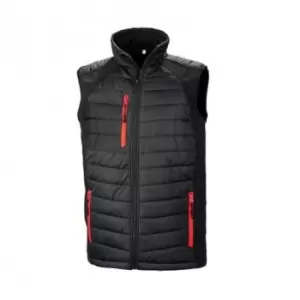 Image of Result Mens Black Compass Padded Soft Shell Gilet (L) (Black/Red)