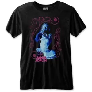 Janis Joplin - Floral Frame Unisex XX-Large T-Shirt - Black