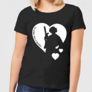 Image of Star Wars Leia I'd Rather Kiss A Wookie Womens T-Shirt - Black