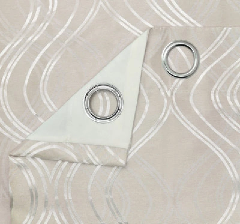 Image of Velosso Clarissa Jacquard Ready Made Eyelet Curtains in Beige Size: 168cm width x 229cm drop Beige Unisex 168cm width x 229cm drop