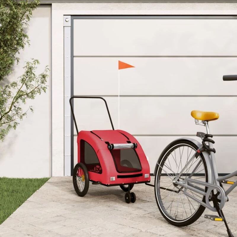 Image of VIDAXL Pet Bike Trailer Red Oxford Fabric and Iron Vidaxl 8720845770709