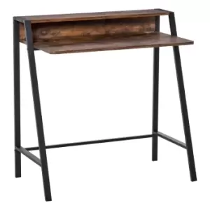 Image of HOMCOM Writing Desk Computer Table Home Office PC Laptop Workstation Storage Shelf Color Rustic Brown