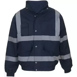 Image of Yoko Mens Hi-Vis Bomber Jacket (4XL) (Navy Blue) - Navy Blue