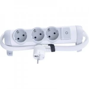 image of Legrand 694621 Socket strip (+ switch) 3x White, Grey PG connector