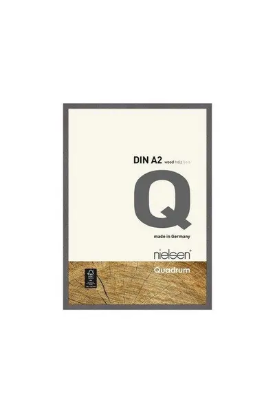 Image of Nielsen Quadrum A2 Wooden Picture Frame With Protective Glass Front Mid Grey