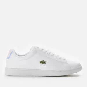 image of Lacoste Womens Carnaby Evo 0722 1 Leather Cupsole Trainers - White/Light Pink - UK 3