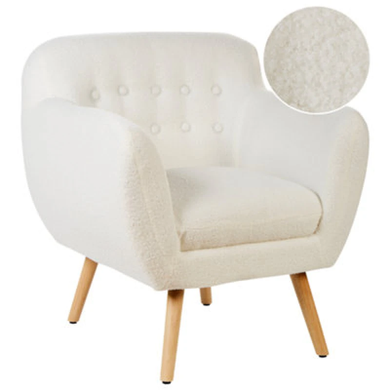 Image of Beliani Retro Armchair Melby Boucle White