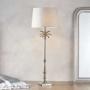 Image of Evie Table Lamp Polished Nickel Plate & Natural Linen 1 Light IP20 - E27