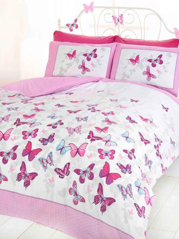 Image of Butterfly Flutter King Size Duvet Cover And Pillowcase Set - Pink