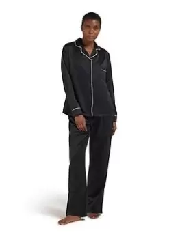 Image of Bluebella Claudia Button Through Satin Pj Set - Black
