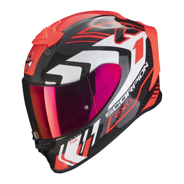 Image of Scorpion Exo-R1 Evo Carbon Air Supra Black-Red Full Face Helmet XL