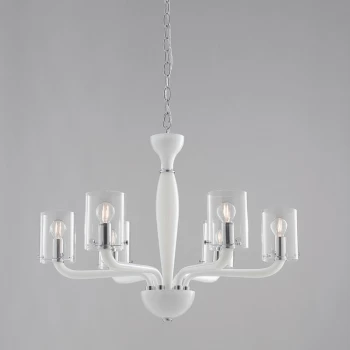 Image of Fan Europe Lighting - Fan Europe AURORA 6 Light Chandeliers with Shades White 68x48cm