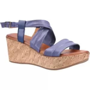 image of Hush Puppies Womens Monique Wedge Leather Strappy Sandals UK Size 5 (EU 38)