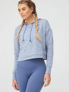Image of Nike Yoga Jersey Crop Hoodie - Blue, Size XS, Women